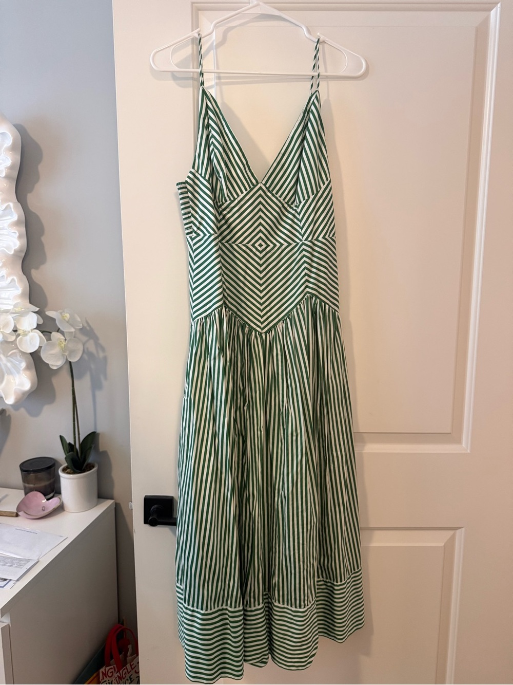 FARM Rio Striped Cotton V-Neck Drop-Waist Midi Dress - Picture 2 of 3